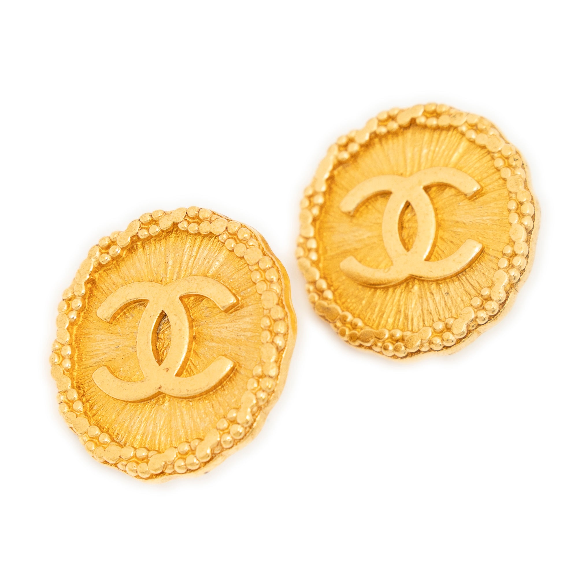 Earrings CC Round Clip On Earrings Gold Gold Plated