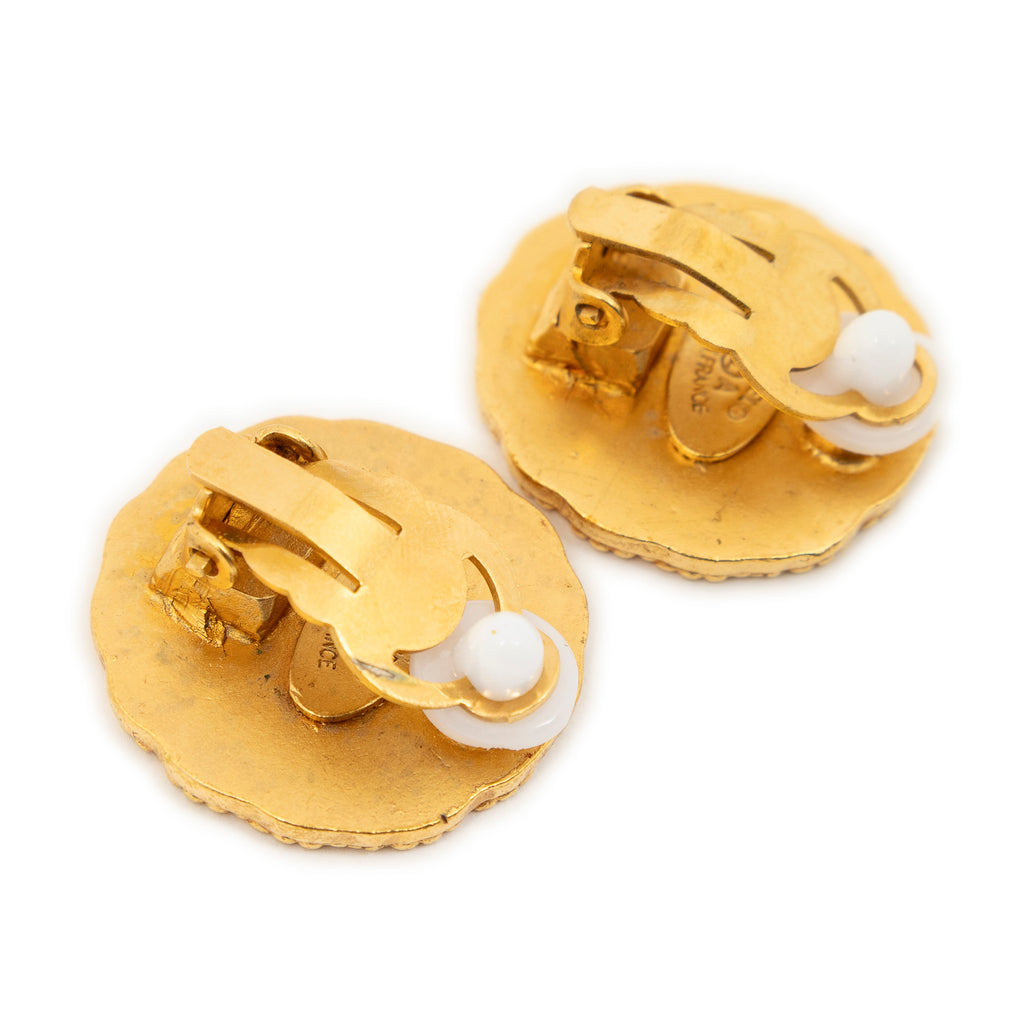 Earrings CC Round Clip On Earrings Gold Gold Plated