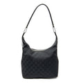 Shoulder Bag Zip Hobo Black Monogrammed Canvas