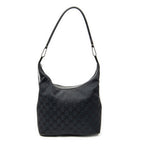 Shoulder Bag Zip Hobo Black Monogrammed Canvas
