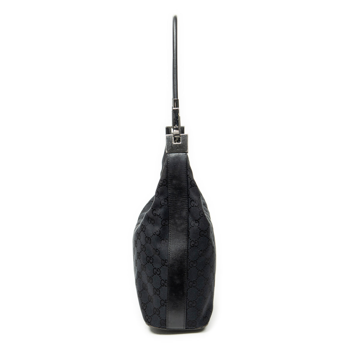 Shoulder Bag Zip Hobo Black Monogrammed Canvas