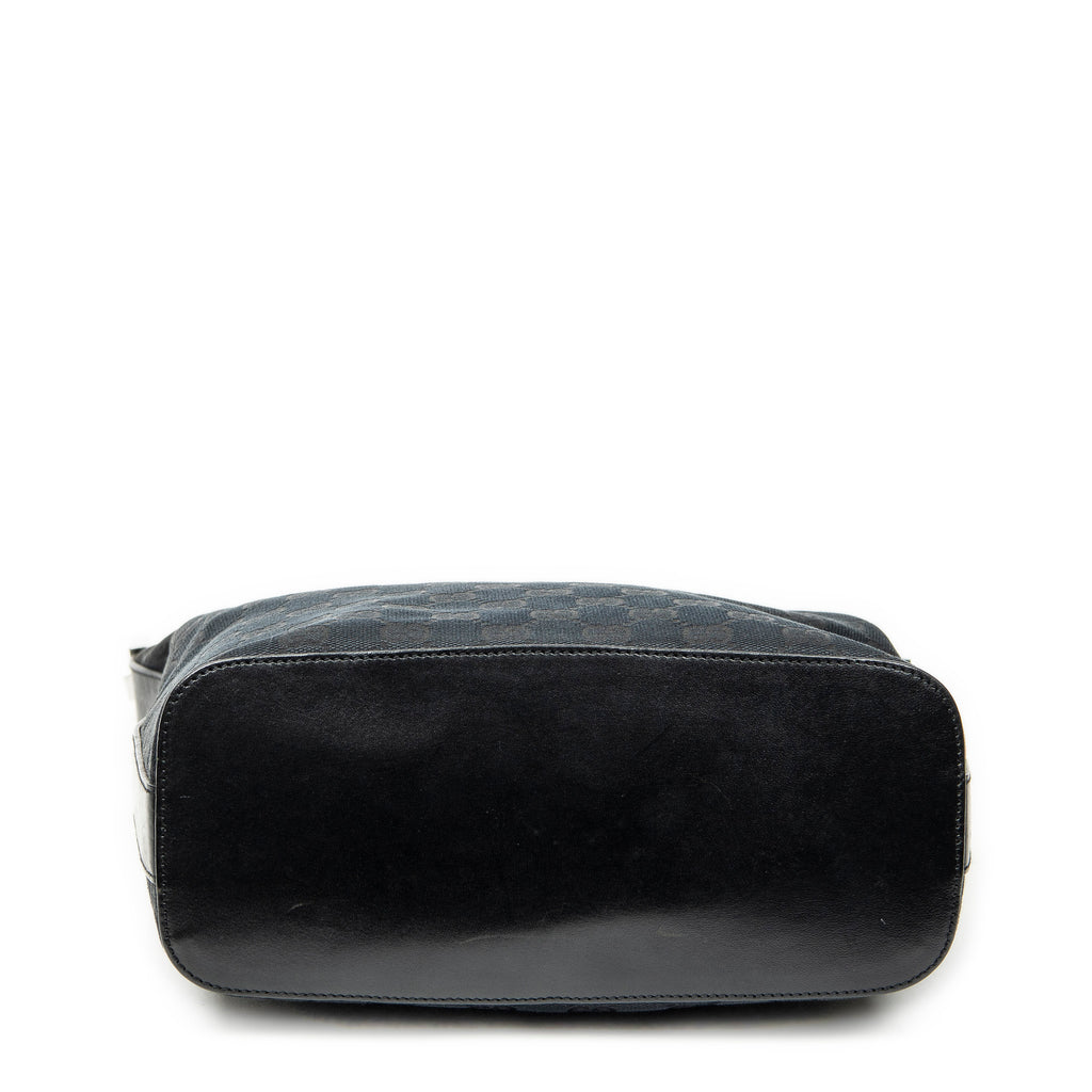 Shoulder Bag Zip Hobo Black Monogrammed Canvas