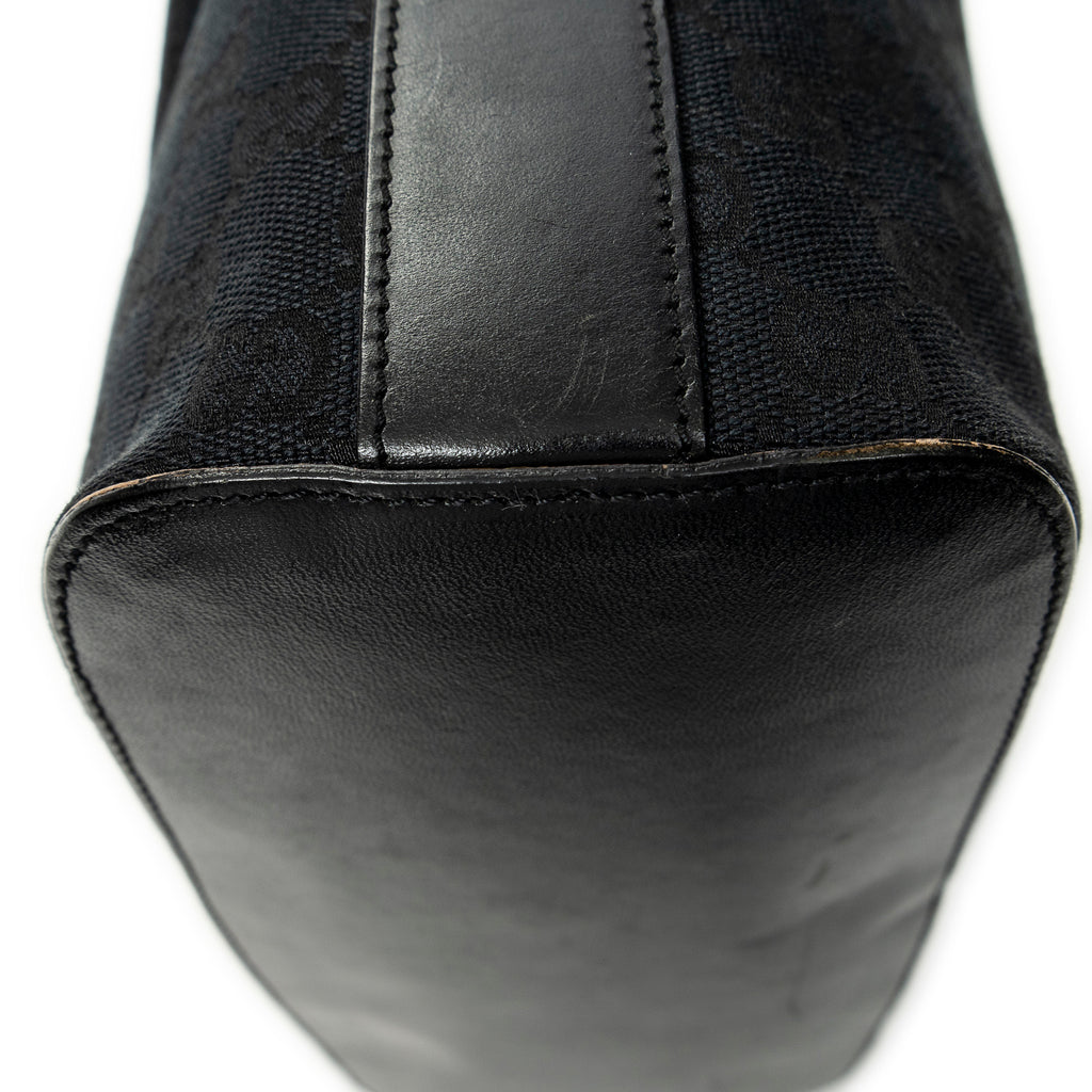 Shoulder Bag Zip Hobo Black Monogrammed Canvas