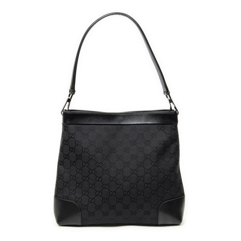 Shoulder Bag Shoulder Hobo Black Monogrammed Canvas