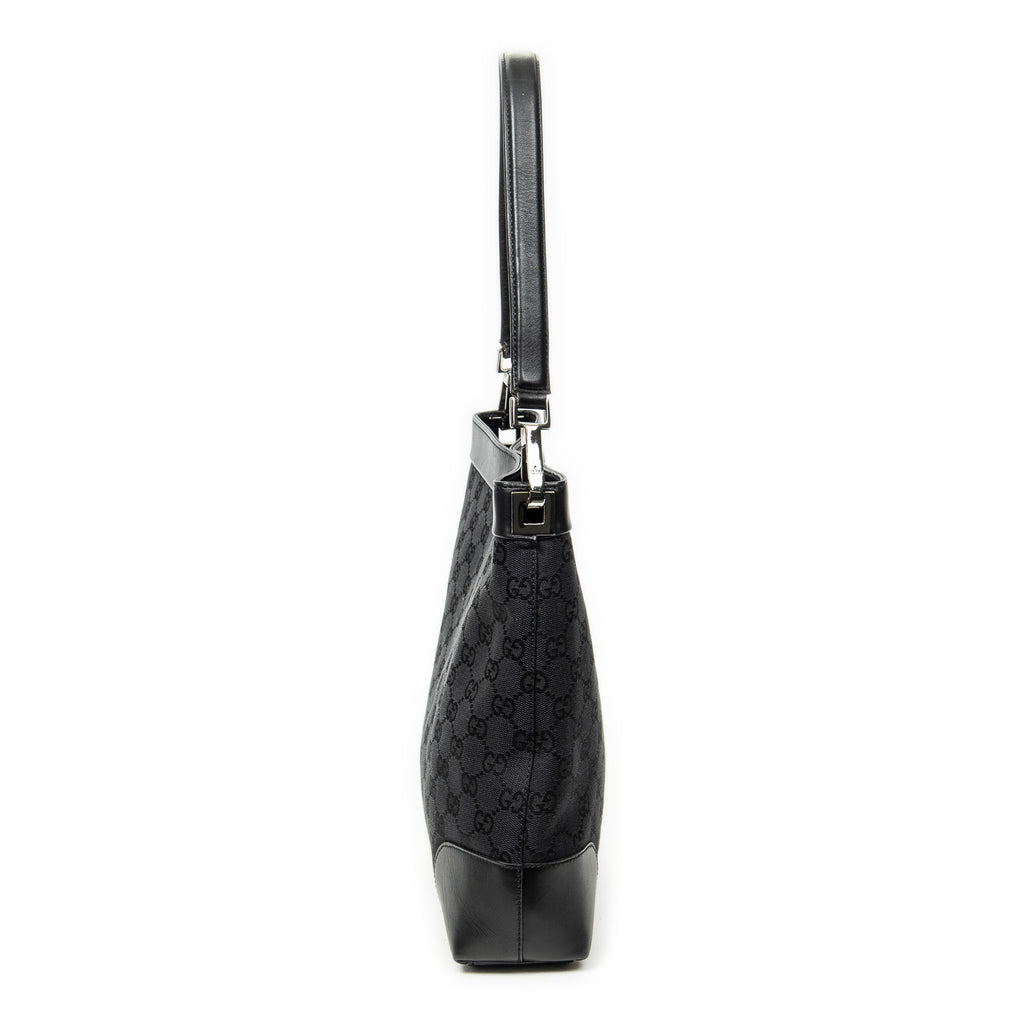 Shoulder Bag Shoulder Hobo Black Monogrammed Canvas