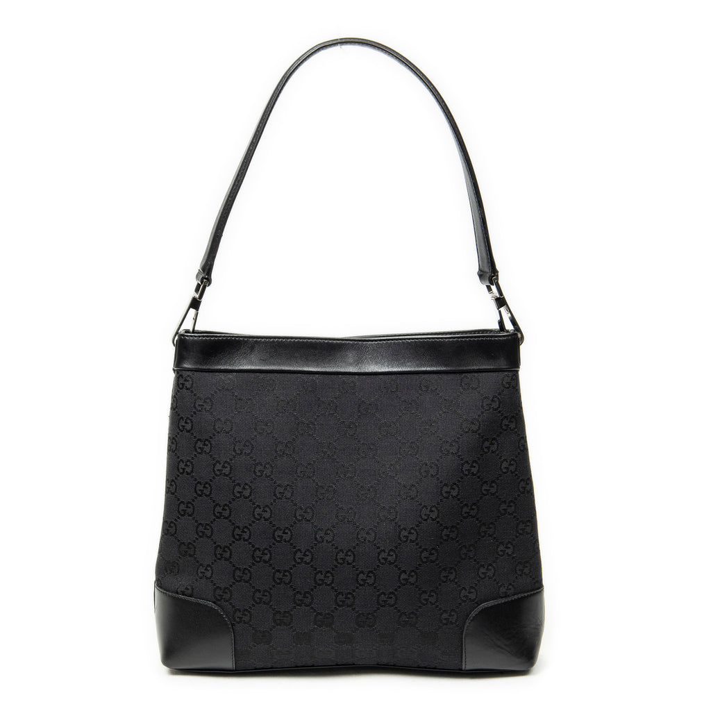 Shoulder Bag Shoulder Hobo Black Monogrammed Canvas