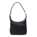 Bandolera Hobo con Cremallera Lona Negra Monogramada