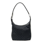 Bandolera Hobo con Cremallera Lona Negra Monogramada