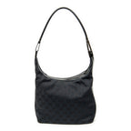 Bandolera Hobo con Cremallera Lona Negra Monogramada