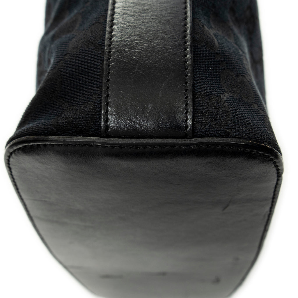 Bandolera Hobo con Cremallera Lona Negra Monogramada