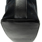 Bandolera Hobo con Cremallera Lona Negra Monogramada