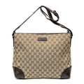 Shoulder Bag Zip Messenger Beige Monogrammed Canvas