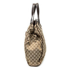 Handbag Front Pocket Shopping Tote Beige Monogrammed Canvas
