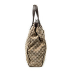 Handbag Front Pocket Shopping Tote Beige Monogrammed Canvas