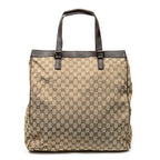 Handbag Front Pocket Shopping Tote Beige Monogrammed Canvas