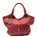 Shoulder Bag Large Bee Tote Red Cannage Deerskin Leather