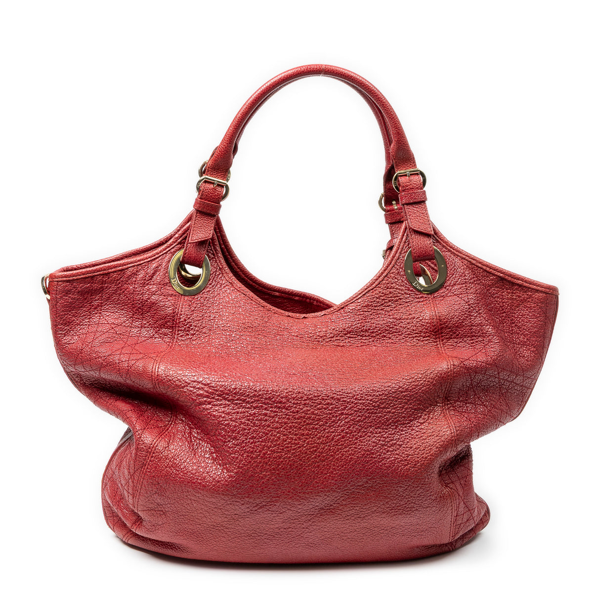 Shoulder Bag Large Bee Tote Red Cannage Deerskin Leather