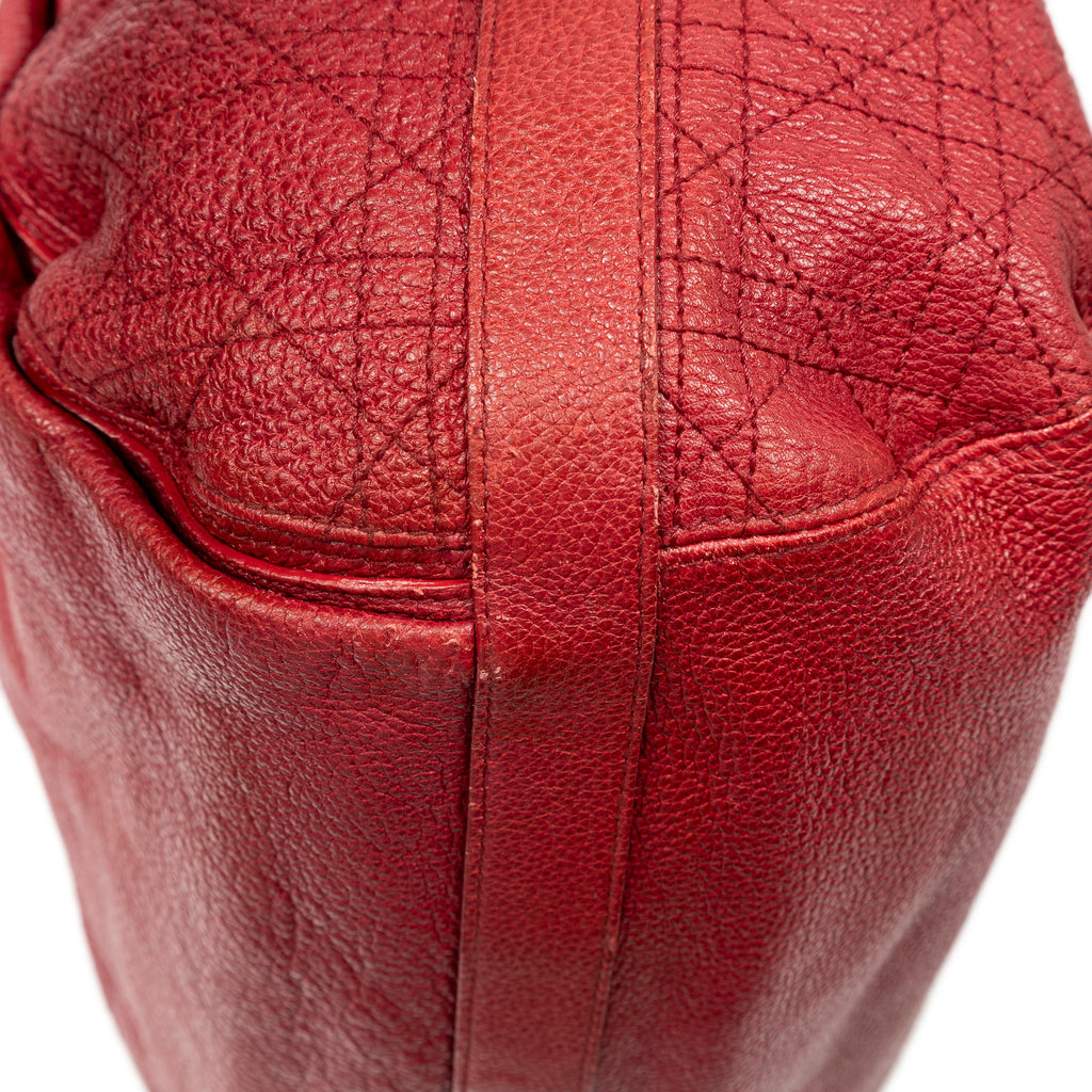 Shoulder Bag Large Bee Tote Red Cannage Deerskin Leather