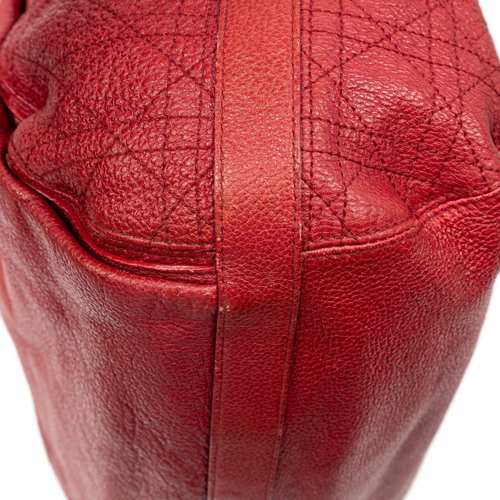 Shoulder Bag Large Bee Tote Red Cannage Deerskin Leather
