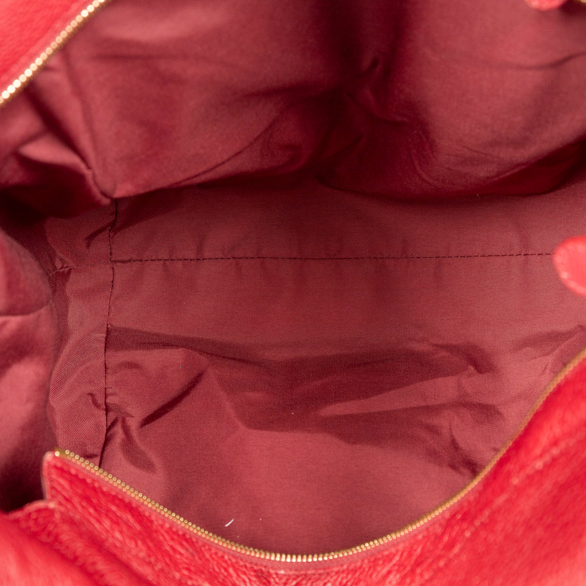 Shoulder Bag Large Bee Tote Red Cannage Deerskin Leather