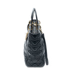Shoulder Bag Large Lady Dior Zip Black Cannage Lambskin Leather