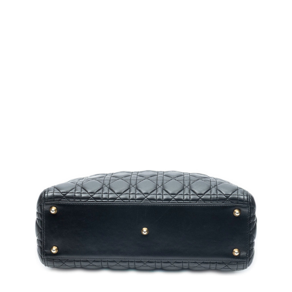 Shoulder Bag Large Lady Dior Zip Black Cannage Lambskin Leather