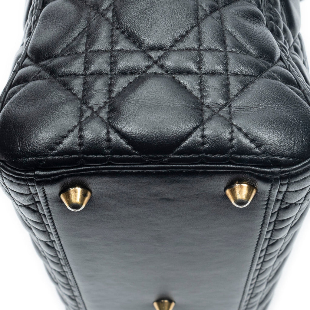 Shoulder Bag Large Lady Dior Zip Black Cannage Lambskin Leather