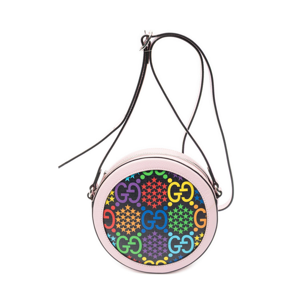 Shoulder Bag Mini GG Round Crossbody Pink Grained Leather