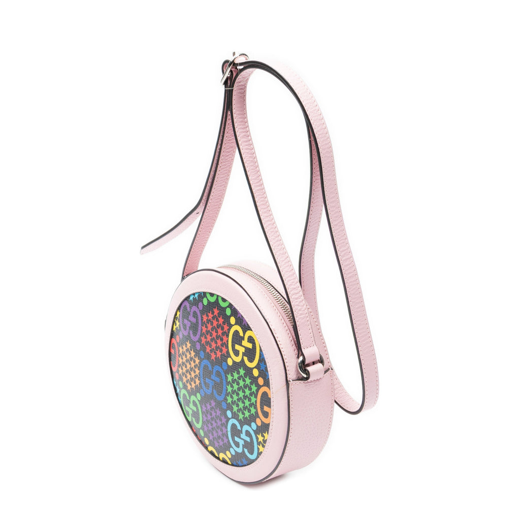 Shoulder Bag Mini GG Round Crossbody Pink Grained Leather