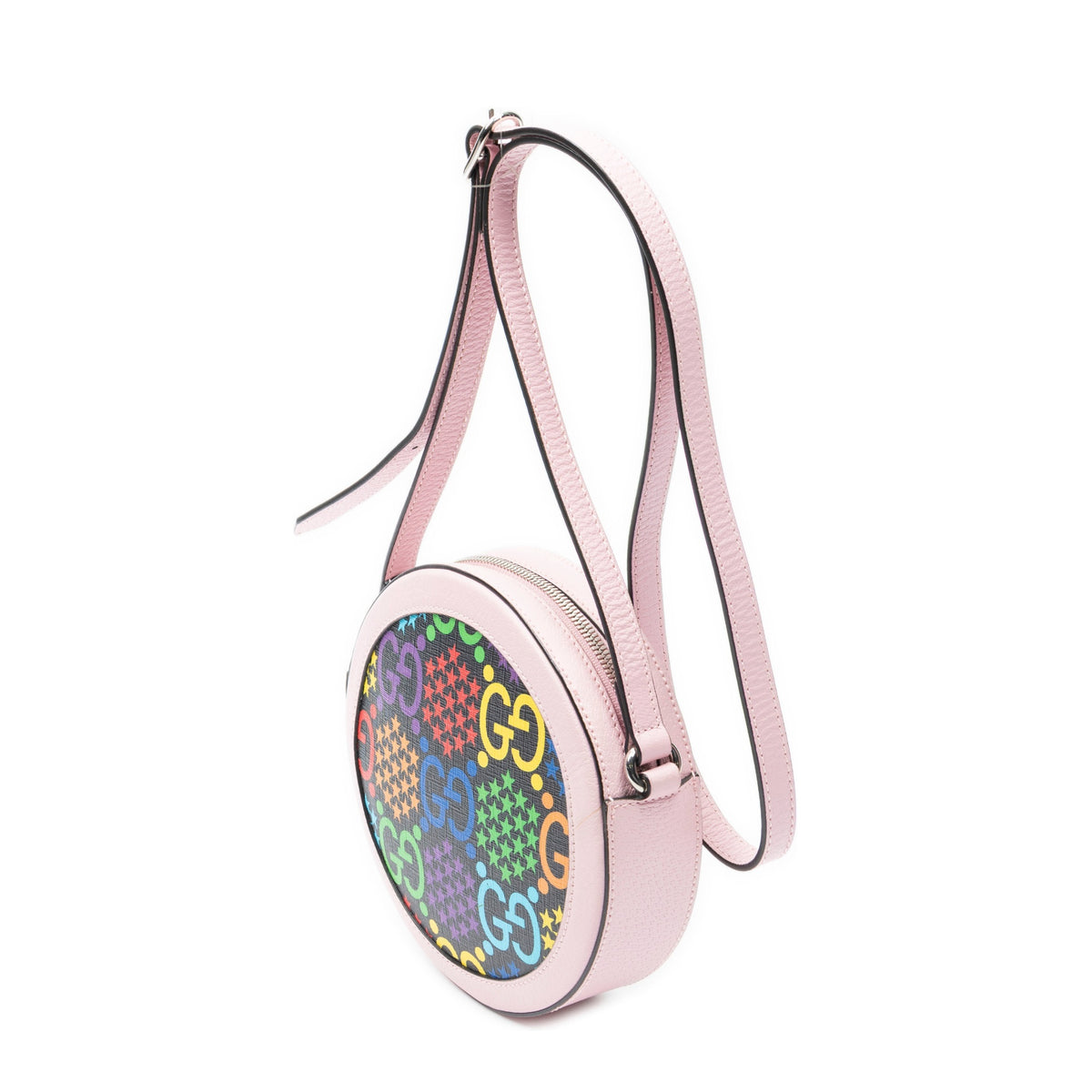 Shoulder Bag Mini GG Round Crossbody Pink Grained Leather