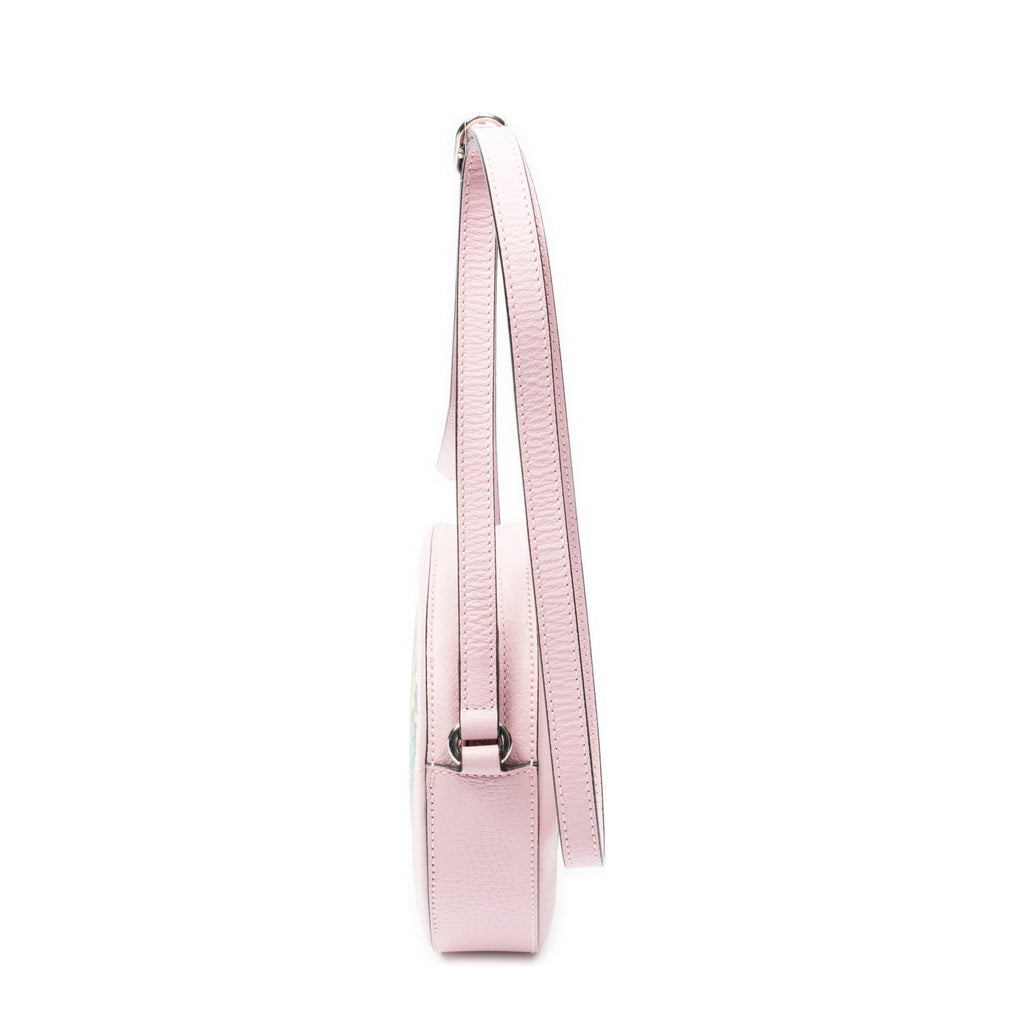 Shoulder Bag Mini GG Round Crossbody Pink Grained Leather