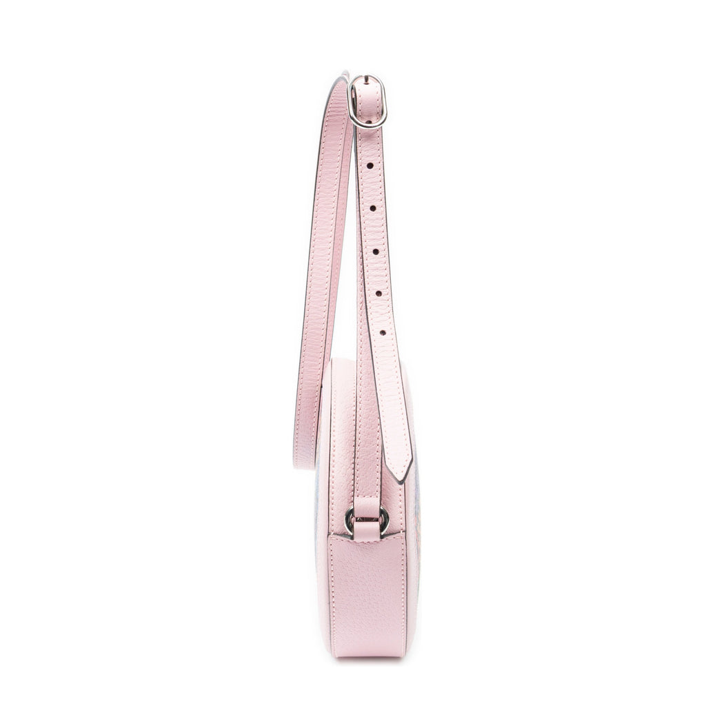 Shoulder Bag Mini GG Round Crossbody Pink Grained Leather