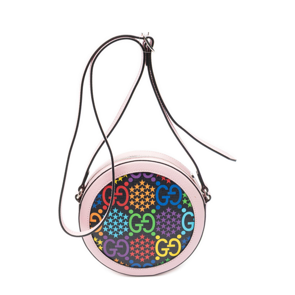 Shoulder Bag Mini GG Round Crossbody Pink Grained Leather