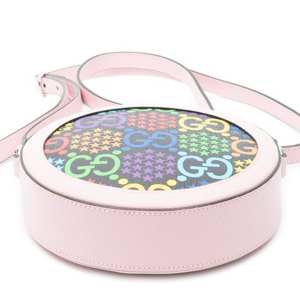 Shoulder Bag Mini GG Round Crossbody Pink Grained Leather