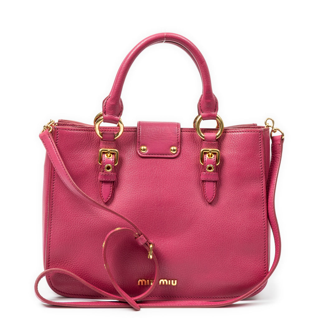 Shoulder Bag Small Puchlock Executive Tote Fuchsia Madras Leather