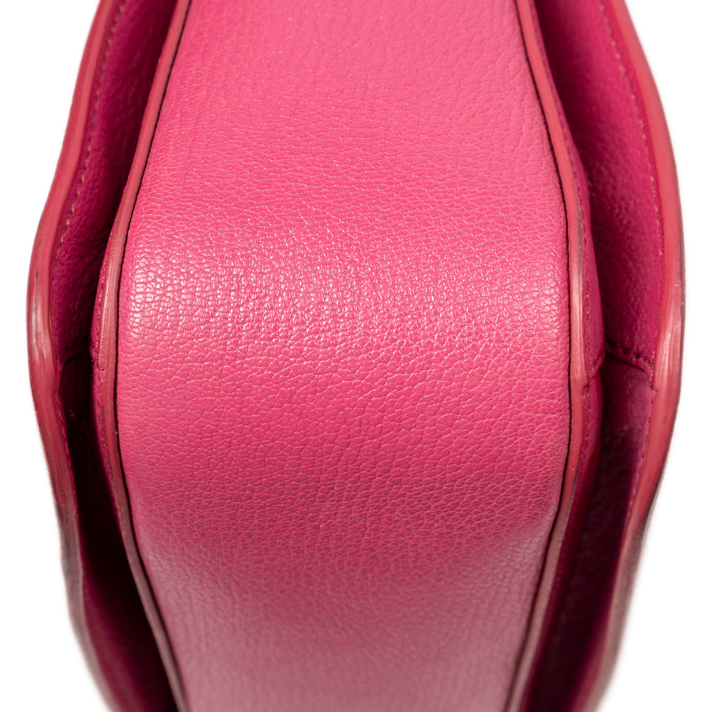 Shoulder Bag Small Puchlock Executive Tote Fuchsia Madras Leather