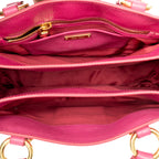 Shoulder Bag Small Puchlock Executive Tote Fuchsia Madras Leather