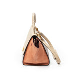 Shoulder Bag Small Tricolor Trapeze Burgundy Pebbled Calfskin Leather
