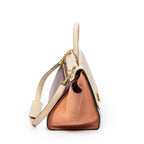 Shoulder Bag Small Tricolor Trapeze Burgundy Pebbled Calfskin Leather