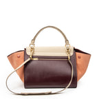 Shoulder Bag Small Tricolor Trapeze Burgundy Pebbled Calfskin Leather