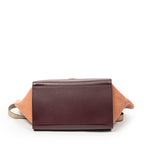 Shoulder Bag Small Tricolor Trapeze Burgundy Pebbled Calfskin Leather