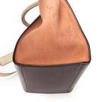 Shoulder Bag Small Tricolor Trapeze Burgundy Pebbled Calfskin Leather