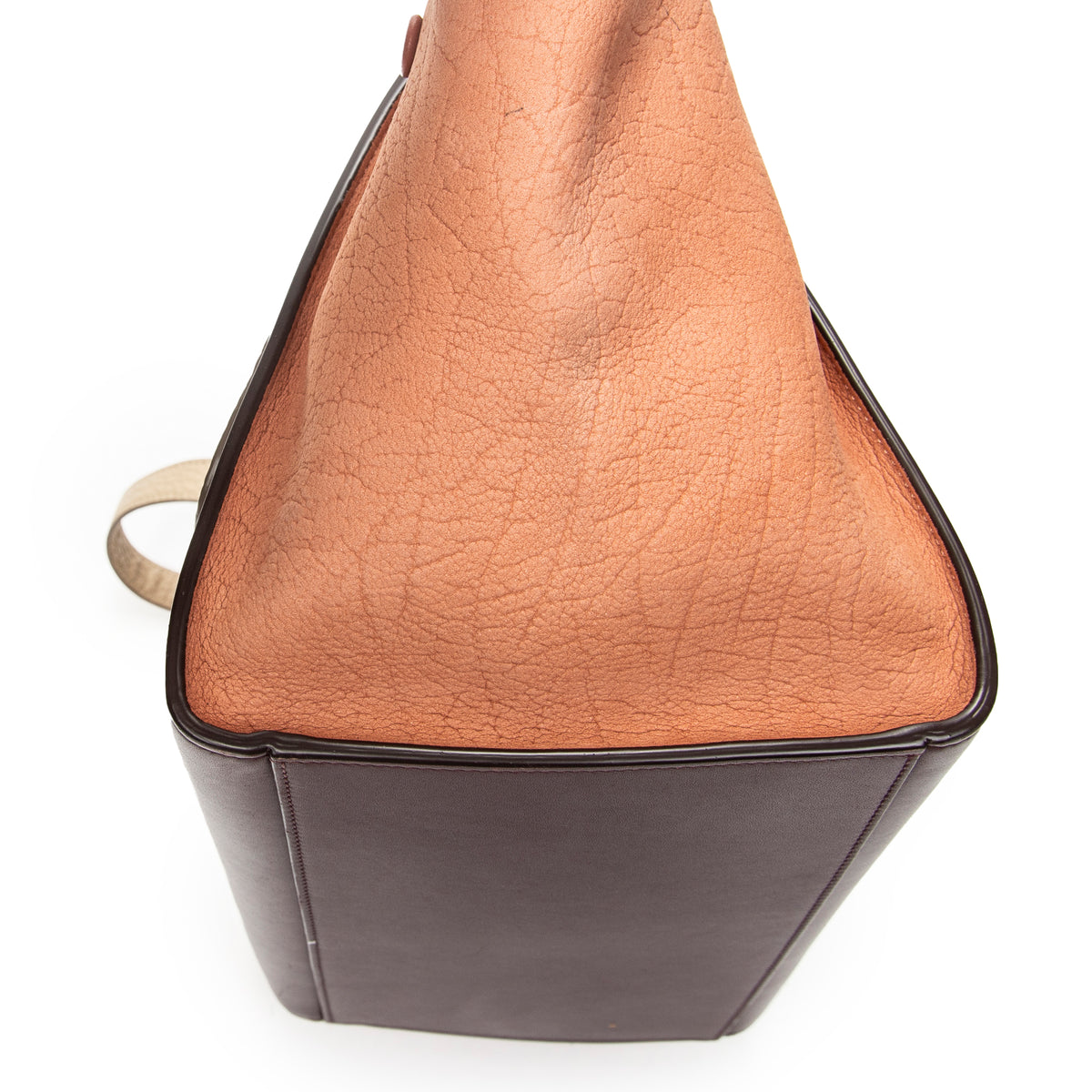 Shoulder Bag Small Tricolor Trapeze Burgundy Pebbled Calfskin Leather