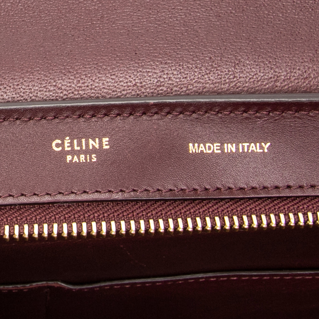 Shoulder Bag Small Tricolor Trapeze Burgundy Pebbled Calfskin Leather