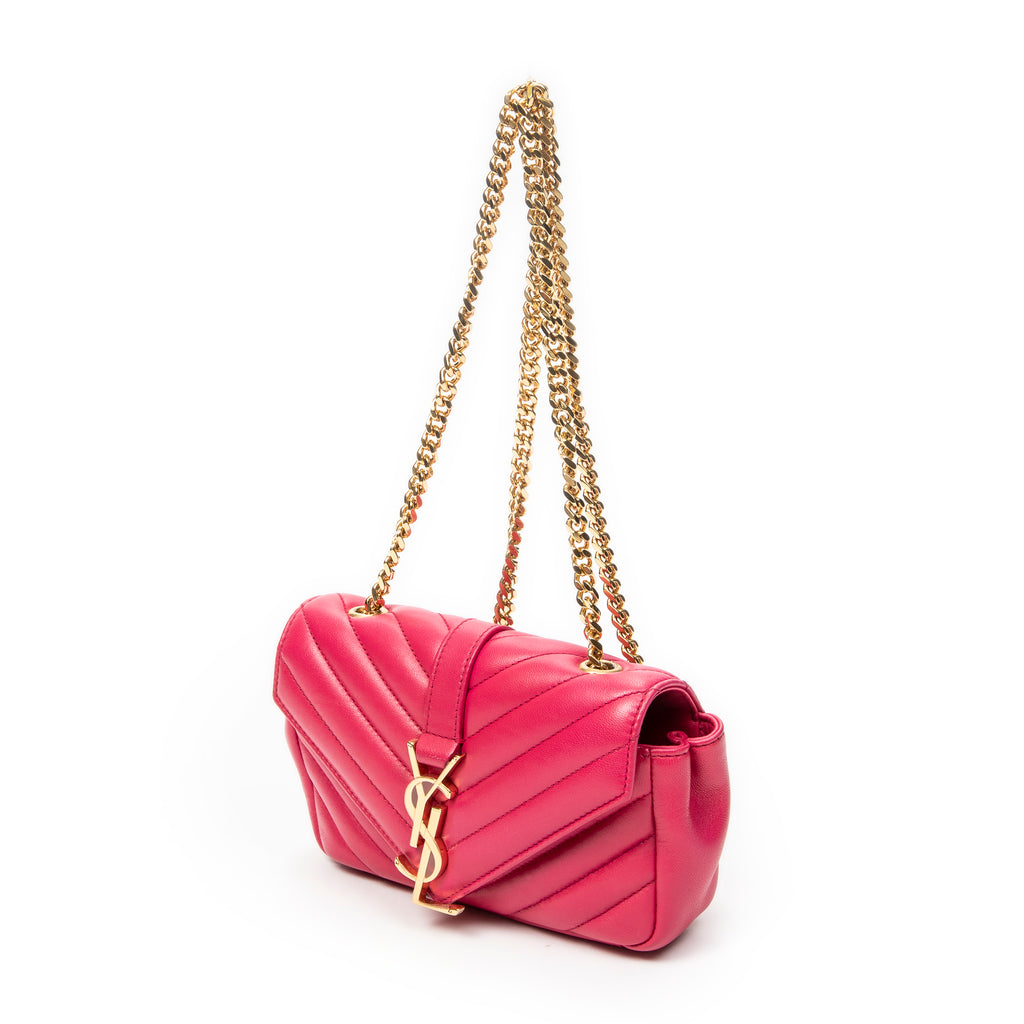 Shoulder Bag Classic Baby Chain Bag Fuchsia Pink Quilted Calfskin Leather