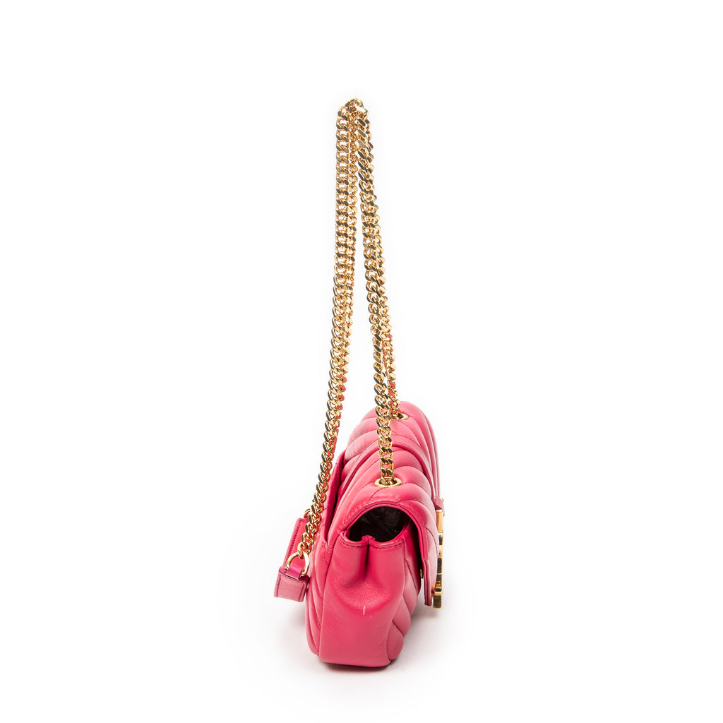 Shoulder Bag Classic Baby Chain Bag Fuchsia Pink Quilted Calfskin Leather