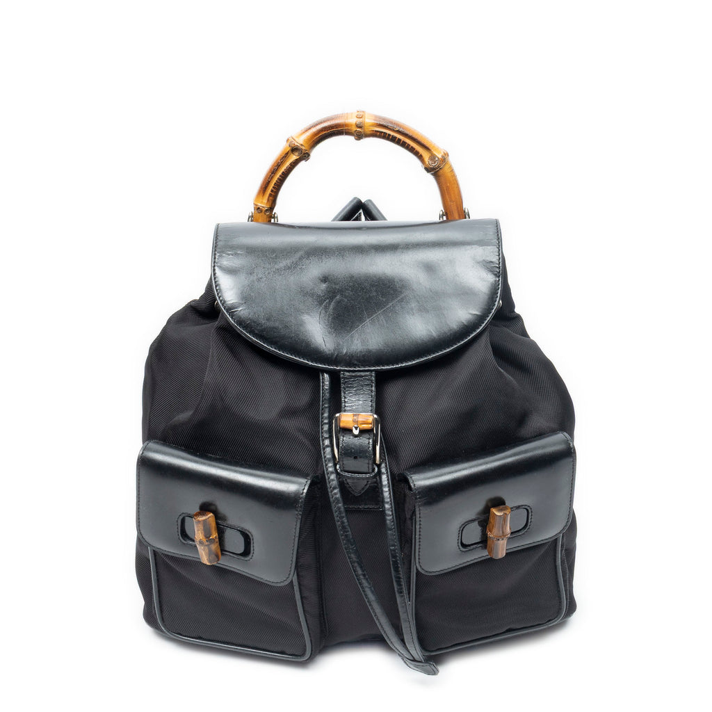 Backpack Large Bamboo Backpack Black Nylon Canvas