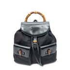Backpack Large Bamboo Backpack Black Nylon Canvas