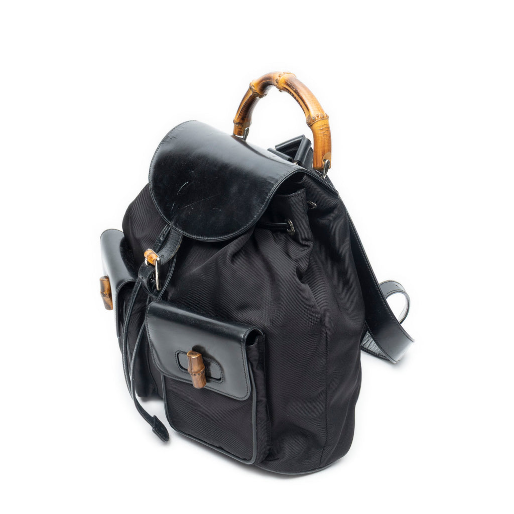 Backpack Large Bamboo Backpack Black Nylon Canvas