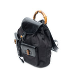 Backpack Large Bamboo Backpack Black Nylon Canvas